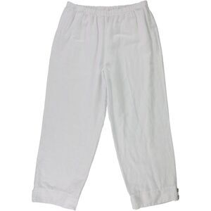 HC LA Womens Pintuck Hem Casual Cropped Pants, white, L